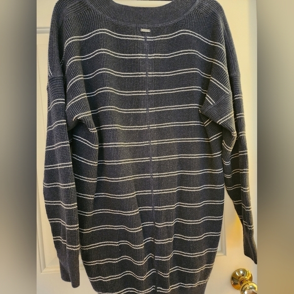 Prana organic cotton wool blend milani sweater dress size large navy stripe - Picture 4 of 13